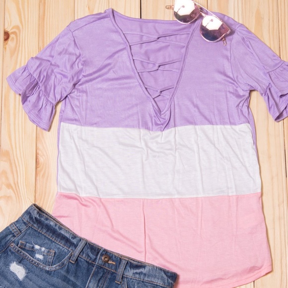 Boutique Tops - NWT Boutique pastel Color Block Top M